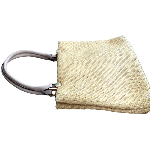 ADRIENNE VITTADINI BROWN HOBO WOVEN TOTE ￼STRAW Shoulder Handbag Purse - Picture 6 of 9